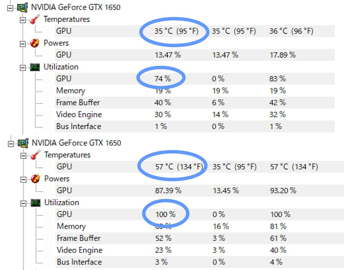 GTX1650温度