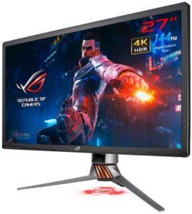 ASUS ゲーミングモニター 27インチ ROG SWIFT PG27UQ(4K/量子ドットIPS/HDR10/4ms/144Hz/G-SYNC/直下型LED/Aura Sync/HDMI/DP)