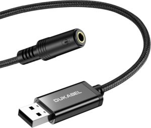 DuKabel USB オーディオ 変換アダプタ USBポート-4極（TRRS）3.5mmミニジャック変換ケーブル USB外付け サウンドカード オーディオインターフェース Windows/Vista/XP、Mac OS/X、PS4、Linux、Chromebook、Windows Surface 3...