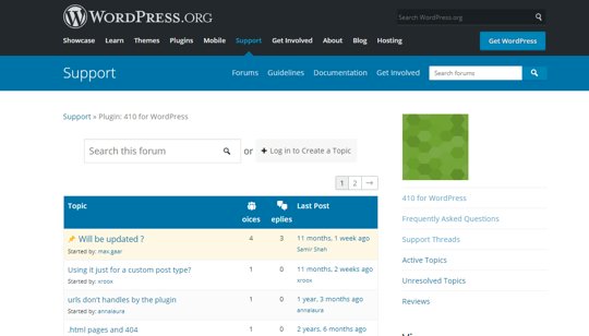 410 for WordPress プラグイン掲示板