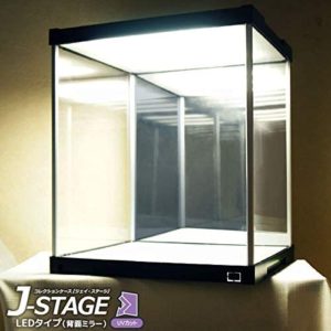  SEMI 【LED連結追加用】フィギュアケース J-STAGE UVカット アクリル製 LED照明・背面ミラー付 W347×D300×H402mm (ブラック)