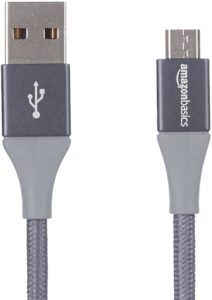 Amazonベーシック USBケーブル 0.3m (2.0タイプAオス - マイクロBケーブル) ダークグレー 二重高耐久ナイロン製