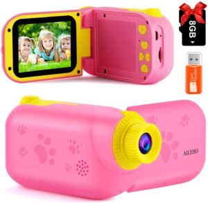 AILEHO Kids Camera for Girls Digital Video Camera for Kids Birthday Children Toys 3 4 5 6 7 8 9 Years Old Toddler Camera 8M 1080P with 8GB Card Game Camera...