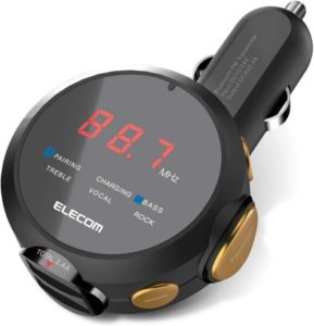 エレコム FM トランスミッター シガーチャージャー Bluetooth 【iPhone/iPad/Android対応】 USB×2ポート (合計2.4A) 1 ブラック EC-FM03BK