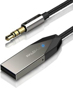 PALOVUE Blue-tooth 5.0 オーディオ レシーバー 2台同時接続 USB ワイヤレスカーキット 車でハンズフリー通話 3.5mm AUX 補助ポート付き 音楽ストリーミング用 ステレオ 充電不要 本体20cm+延長コード1ｍ LinkFlow