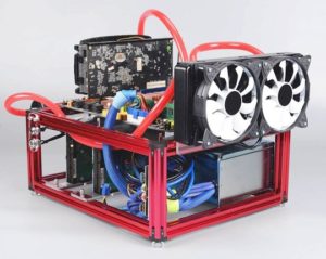 コンピューターケース、DIYオープンフレームデザインアルミニウム合金水冷コンピューターPCケースシャーシ、ITXメインボード用(赤)