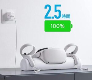 Anker Charging Dock for Oculus Quest 2 専用充電ドック【Oculus Ready/置くだけで充電/充電式電池/交換用電池カバー】VRヘッドセット Touchコントローラー対応